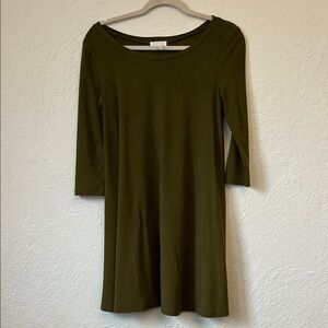 Leith Olive Green Scoop Neck Mini Dress